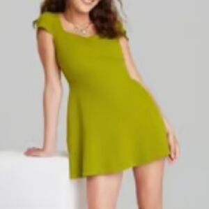Wild Fable Green Mini Dress Scoop Neck Cap Sleeve
